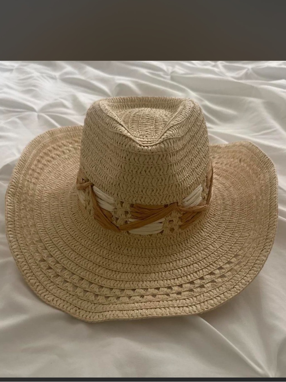 Anthropologie Straw Braided Wide Brim Hat - Natural
